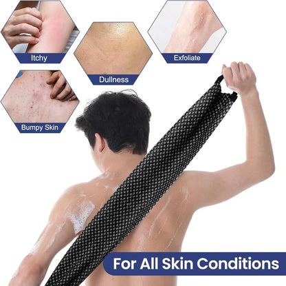 Exfoliating Scrub Bath Towel Body Back Wash Cloth Scrubber, Soft Shower Sponge Essential Bathroom Cleansing Accessories