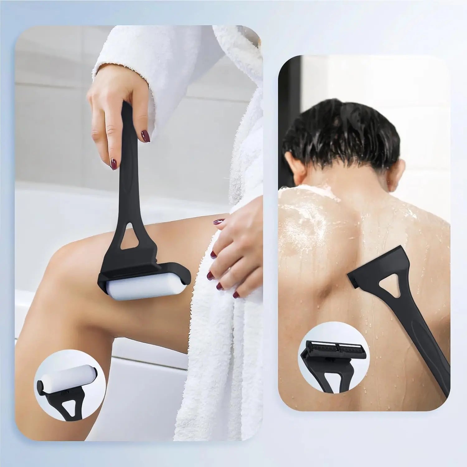 Portable Lotion Applicator Sunscreen Tanning Stick with Long Handle Foldable Back Applicator Replacement Heads
