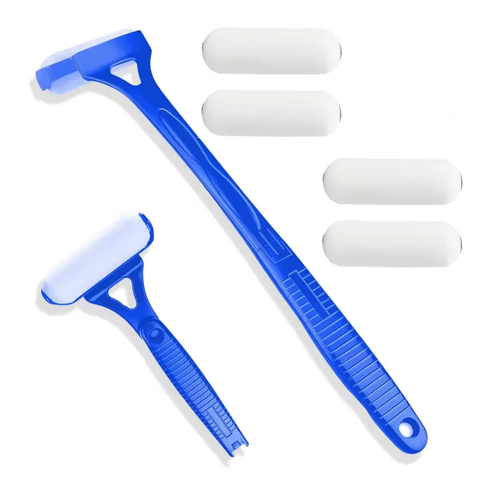 Portable Lotion Applicator Sunscreen Tanning Stick with Long Handle Foldable Back Applicator Replacement Heads