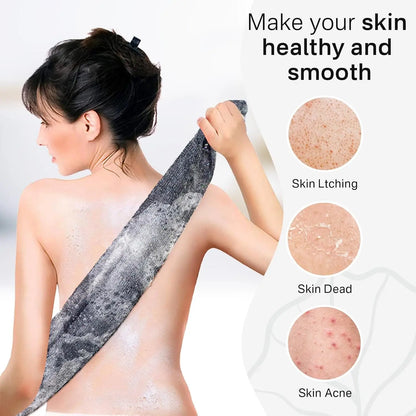 Exfoliating Scrub Bath Towel Body Back Wash Cloth Scrubber, Soft Shower Sponge Essential Bathroom Cleansing Accessories